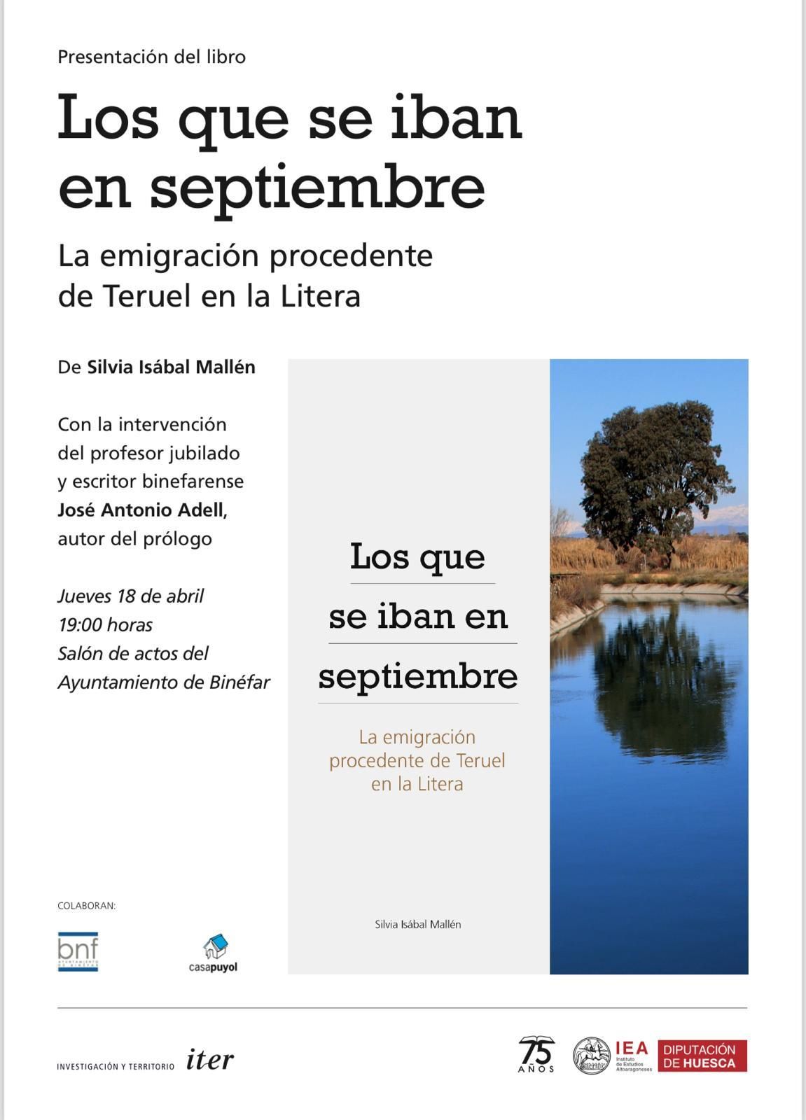 Presentación del libro de Silvia Isabal 'Los que se iban en septiembre: la emigración procedente de Teruel en la Litera'