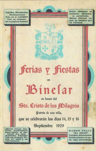 MIRADA NOSTÁLGICA AL PASADO: CARTELES, PROGRAMAS DE FIESTAS Y VOCES DE BINÉFAR DAN LA BIENVENIDA A LAS FIESTAS MAYORES.