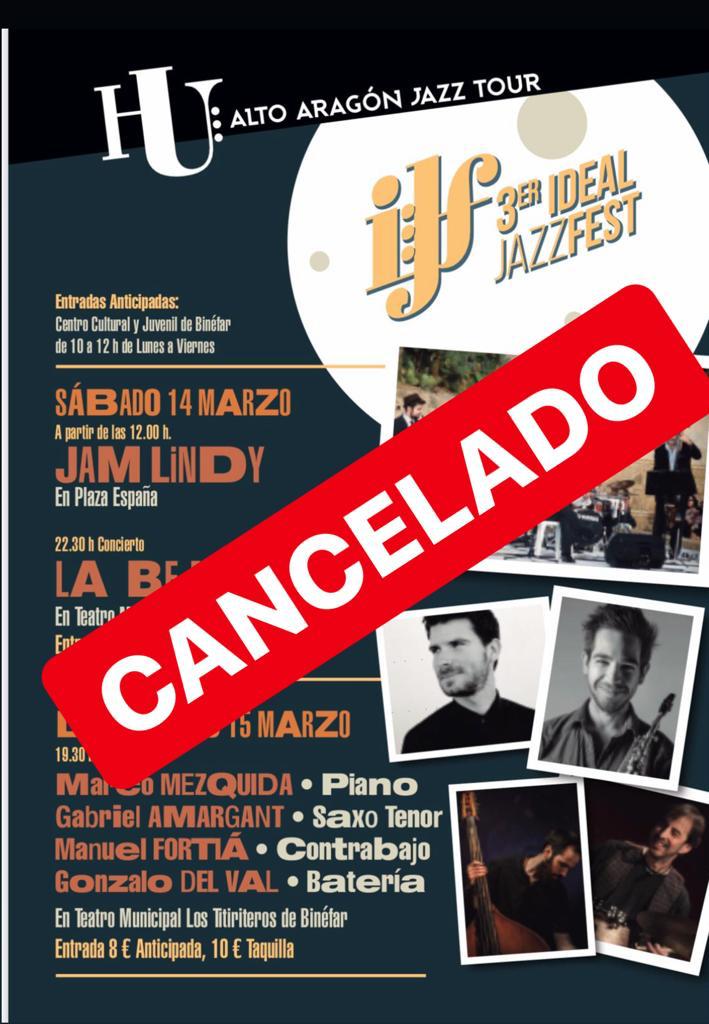 Binéfar aplaza la celebración del III Ideal Jazz Festival, programado para los días 14 y 15 de marzo