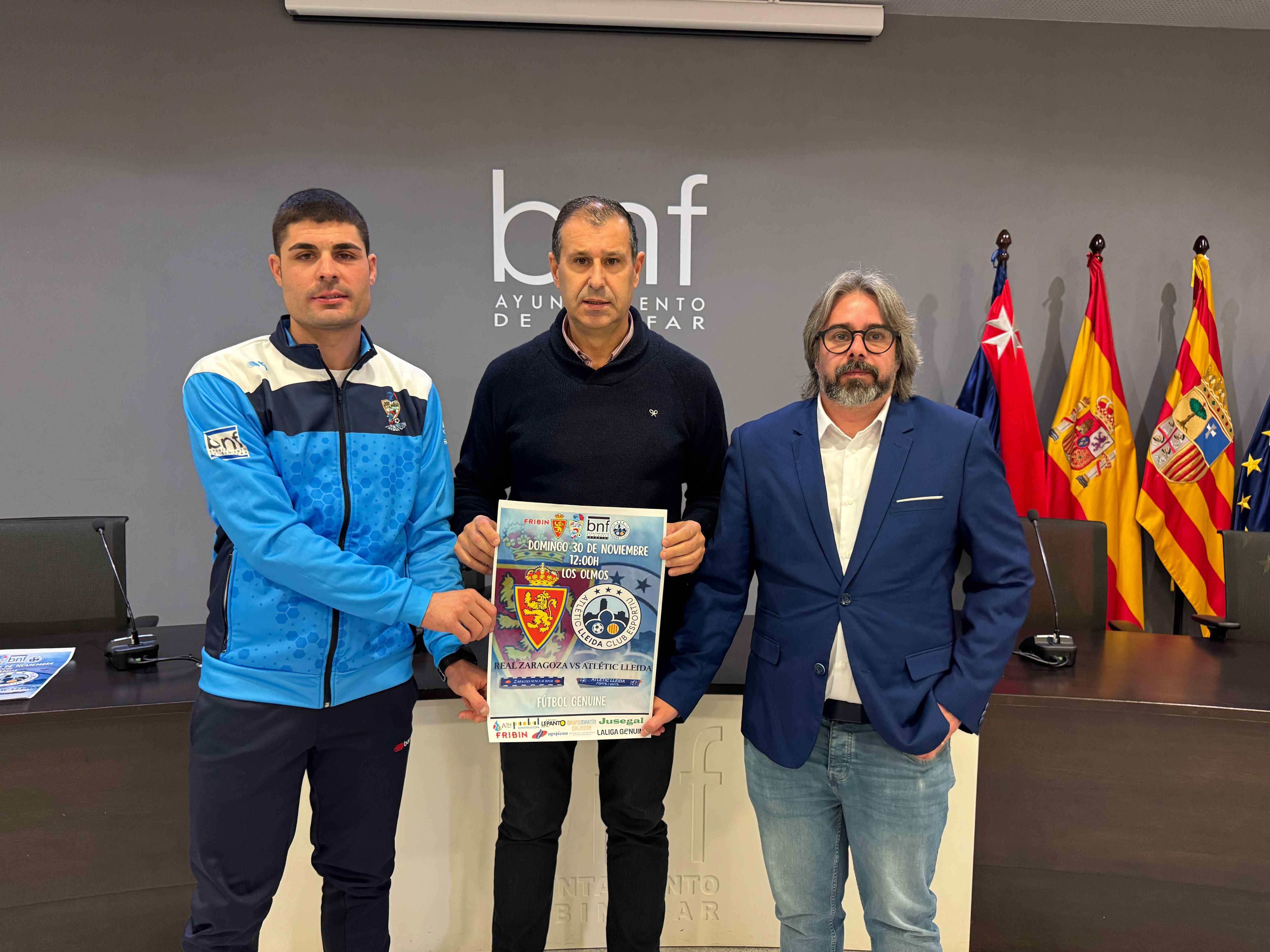 Triangular de fútbol inclusivo con los equipos de LaLiga Genuine Real Zaragoza y Atletic Lleida con el Cadete División Honor Binéfar