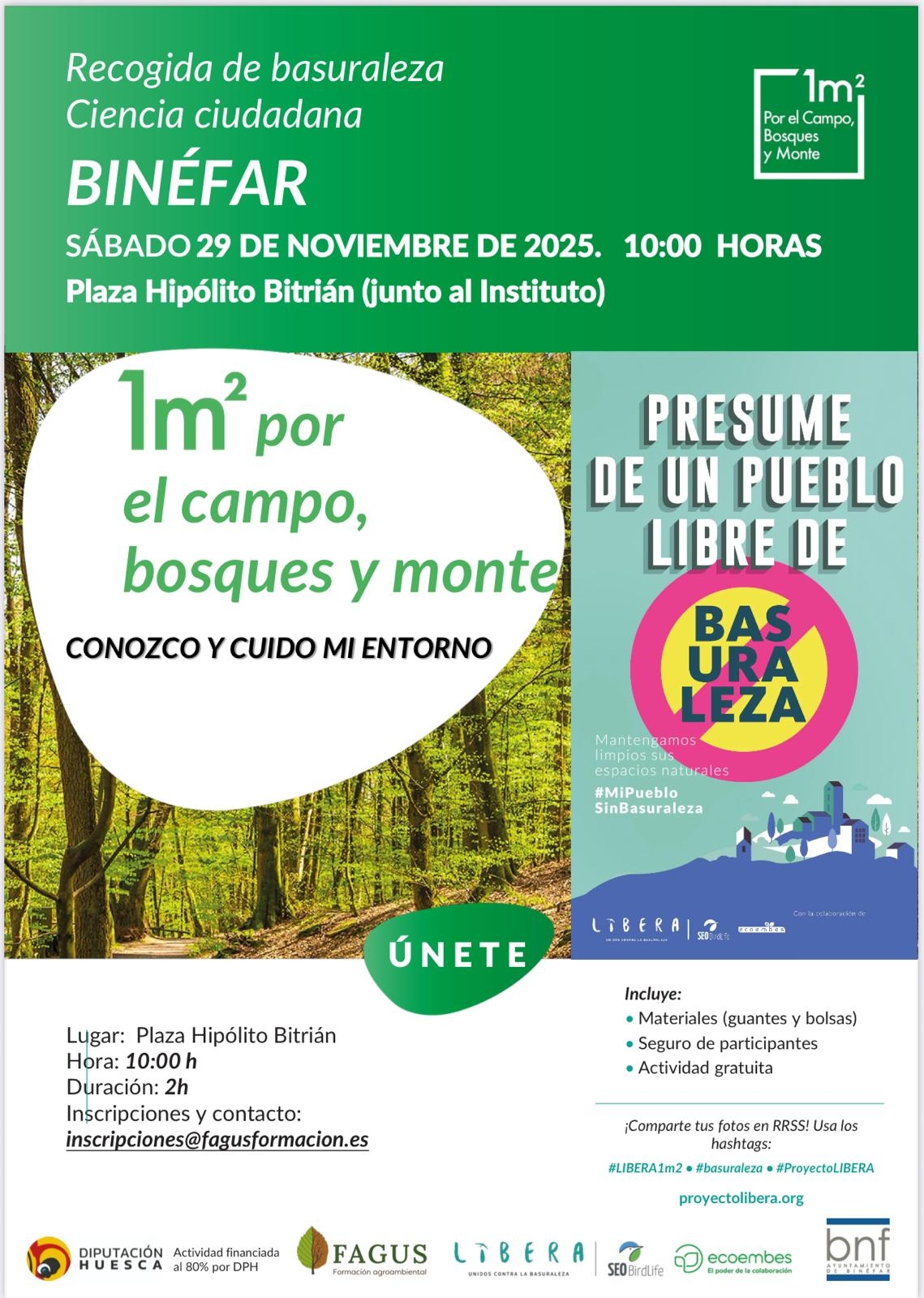 La Concejalía de Medio Ambiente realiza una jornada de recogida de ‘basuraleza’ el sábado 29