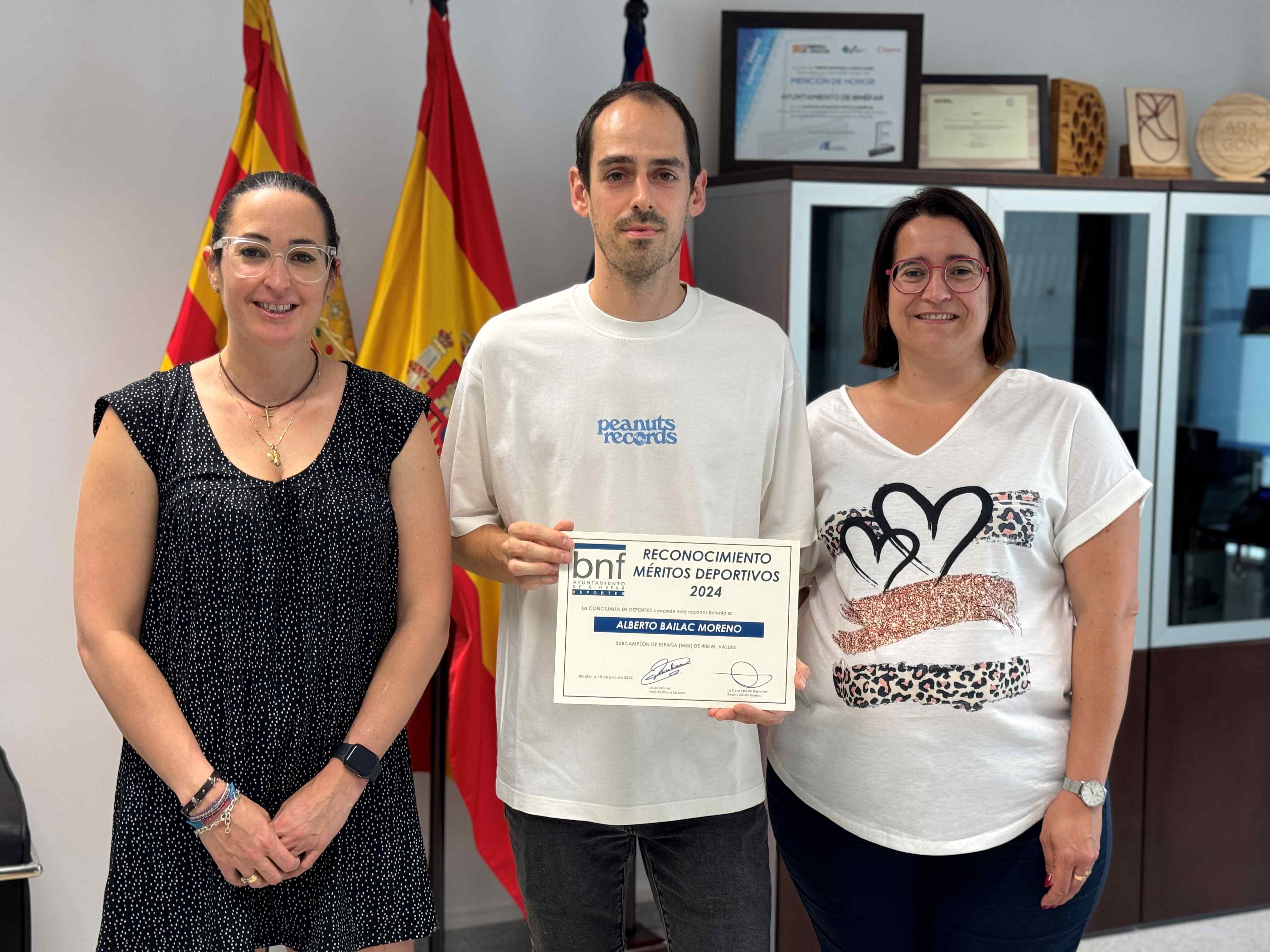 Recepción institucional en el Ayuntamiento de Binéfar a Alberto Bailac, subcampeón de España de 400 metros vallas