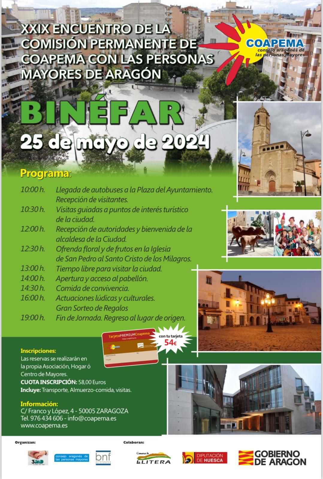 El Consejo Aragonés de las personas mayores de Aragón se reúne el sábado en Binéfar