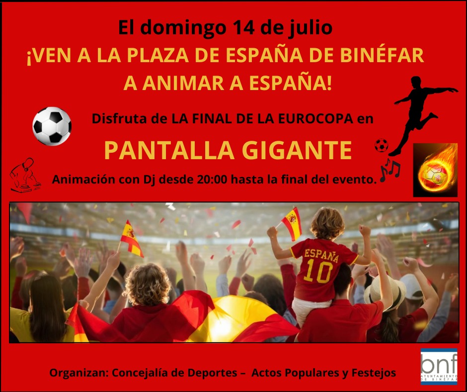 El Ayuntamiento de Binéfar instala una pantalla gigante en la plaza de España para seguir la final de la Eurocopa