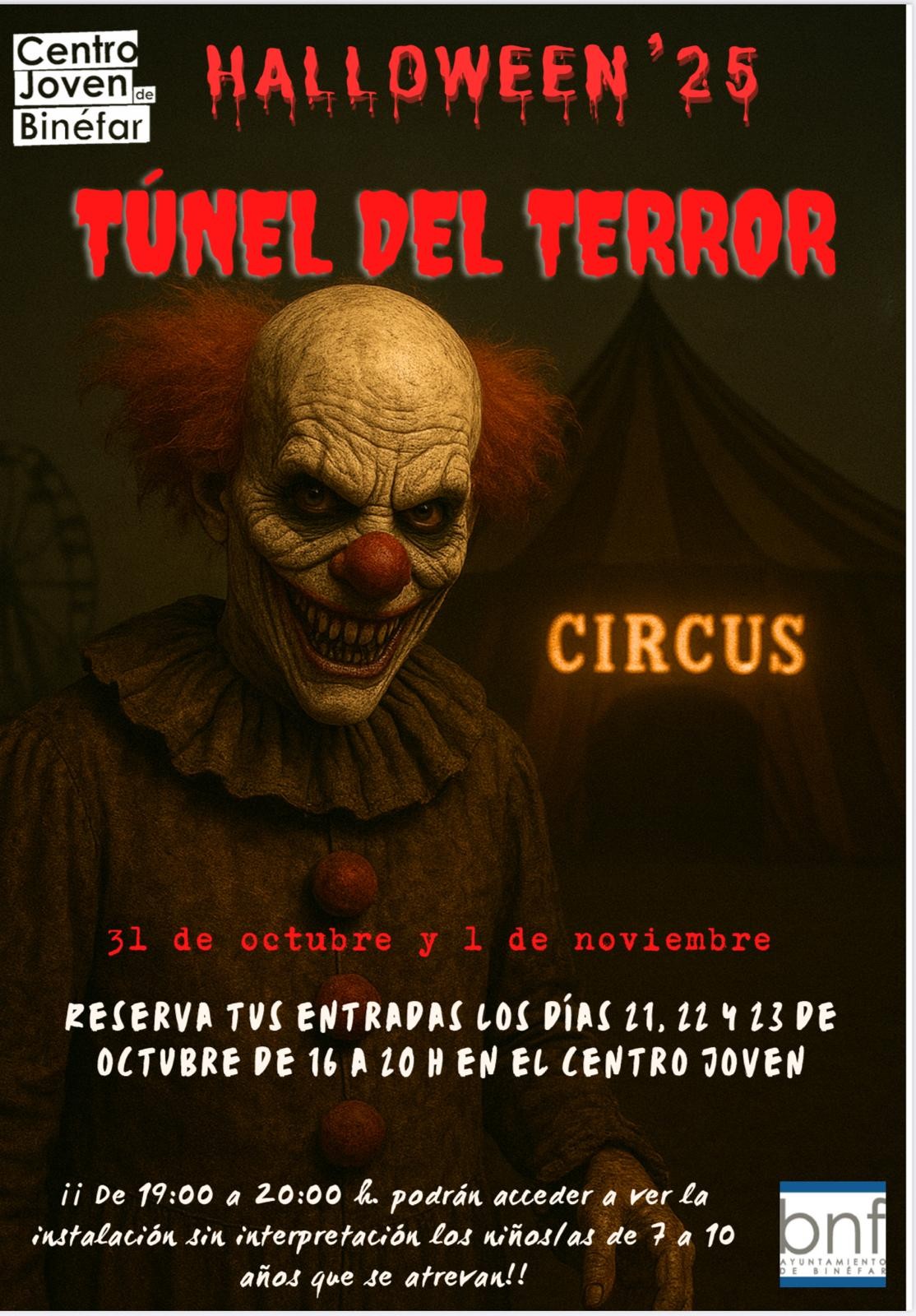 El Centro Joven abre un terrorífico circo en su Túnel del Terror de Halloween