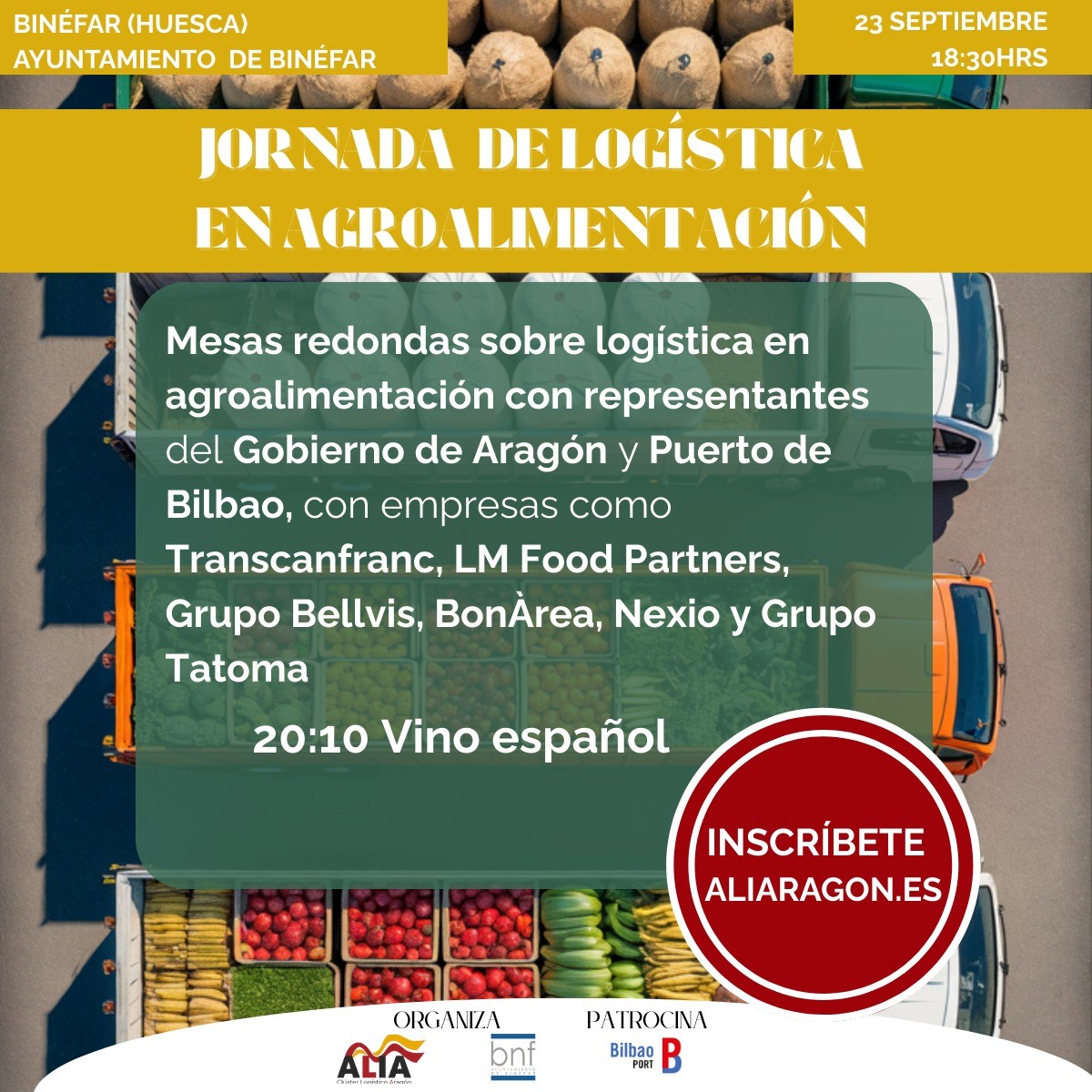 Jornada de logística agroalimentaria en Binéfar este martes