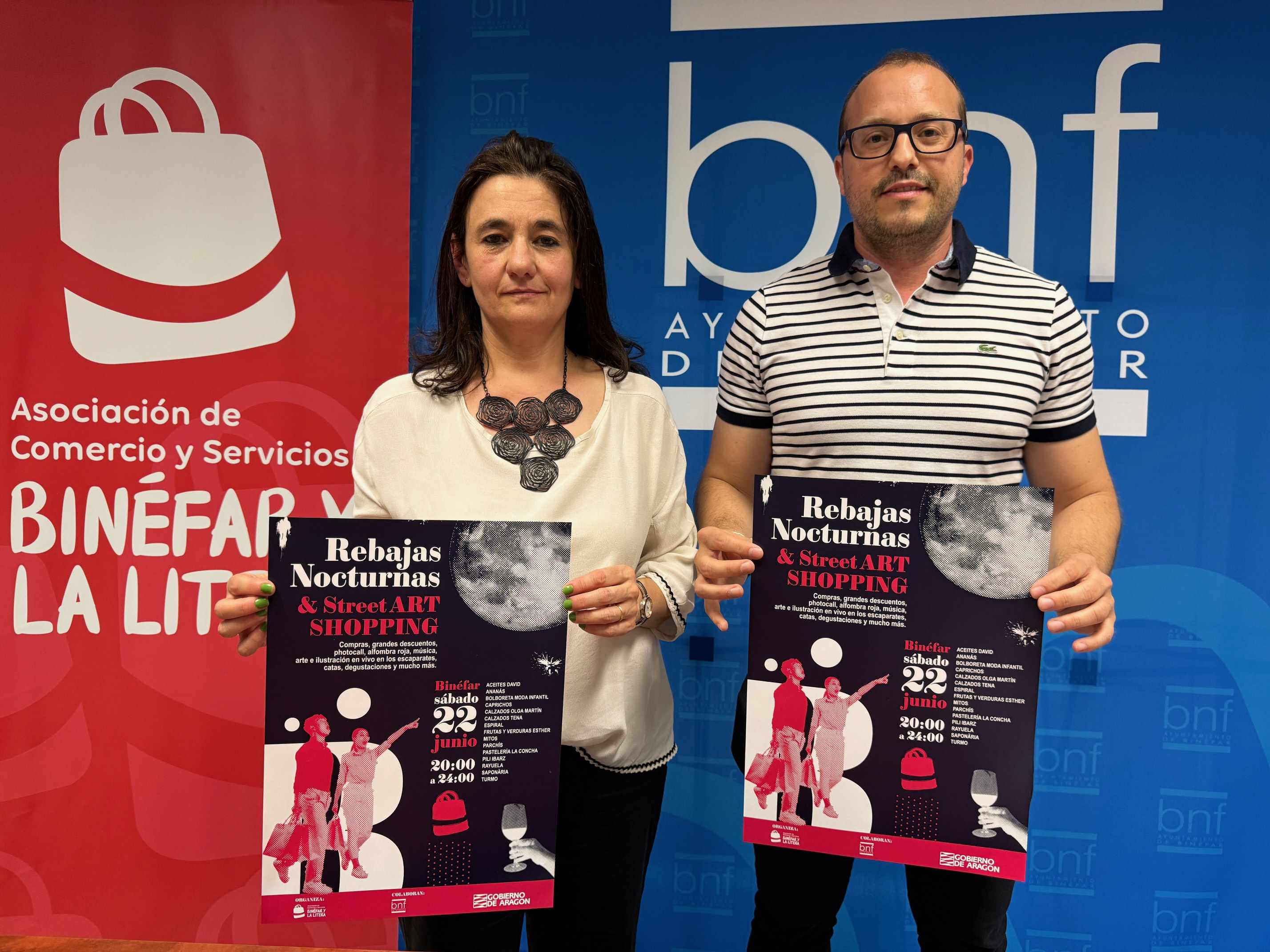 Vuelven a Binéfar las Rebajas Nocturnas con ilustraciones en los escaparates, gastronomía, compras y grandes descuentos