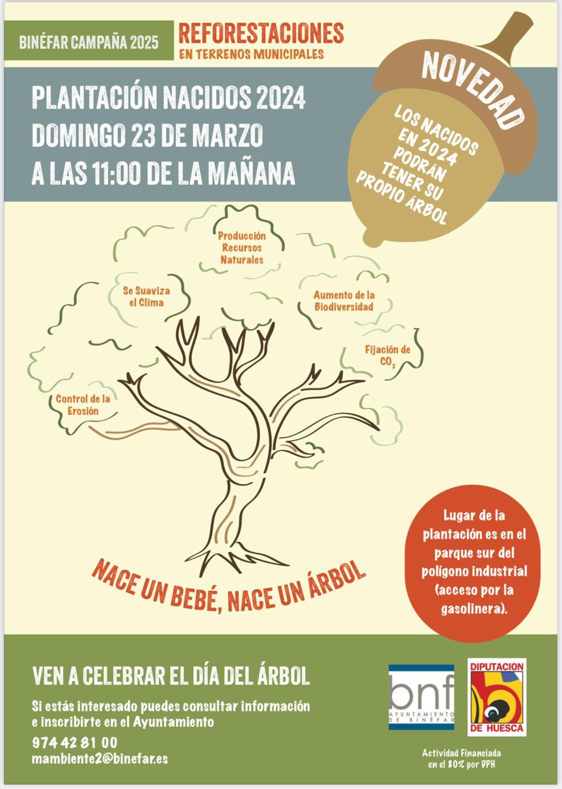 Binéfar celebra el Día del Árbol con una plantación popular por los nacidos en 2024
