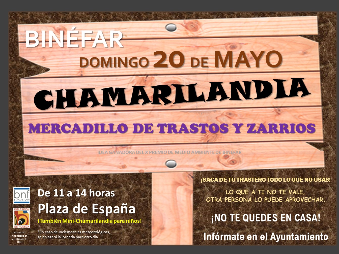 Chamarilandia, el mercado de objetos usados de Binéfar, se celebrará el 20 de mayo