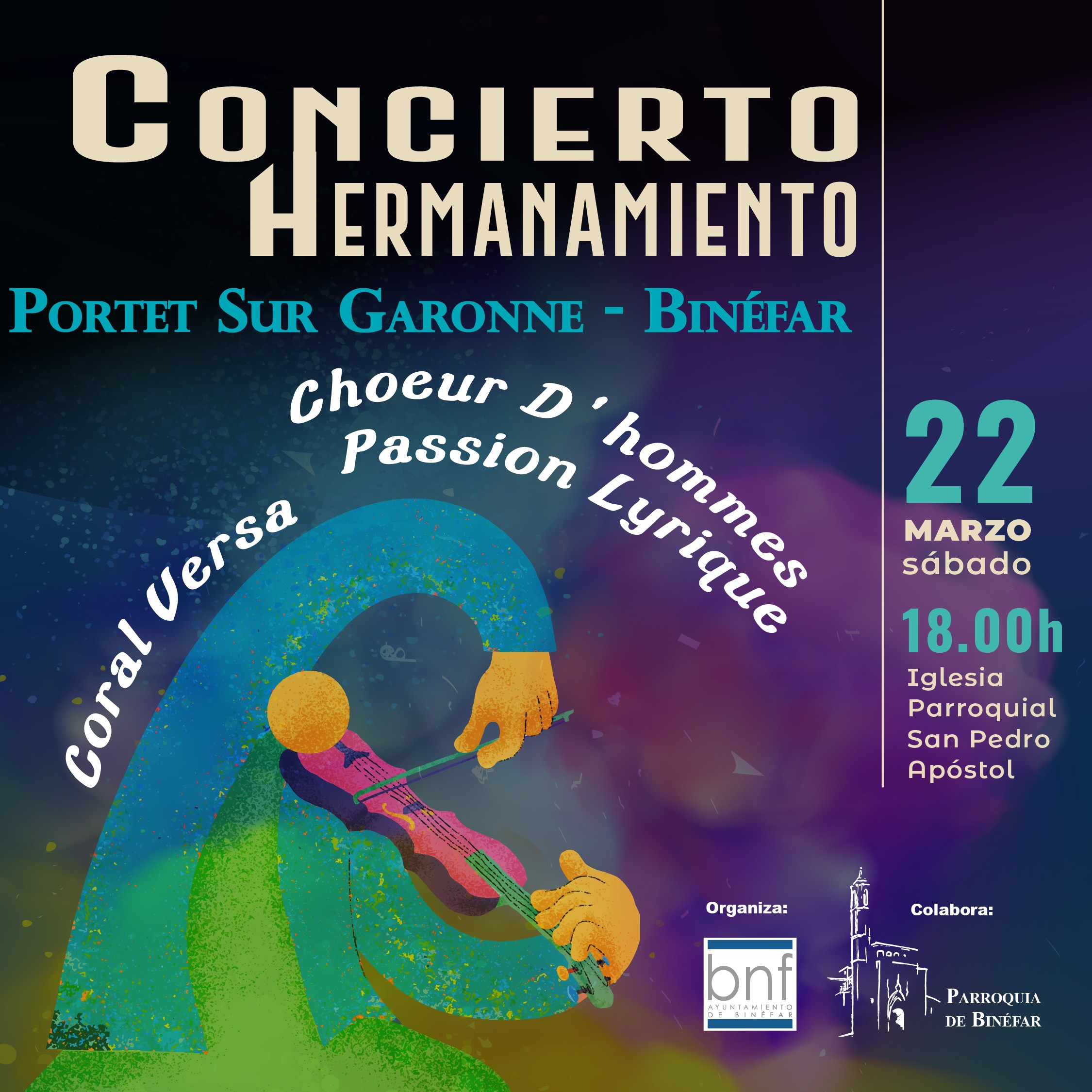 Un concierto de las corales municipales de Binéfar y Portet Sur Garonne pondrá el broche al Hermanamiento entre ambas localidades
