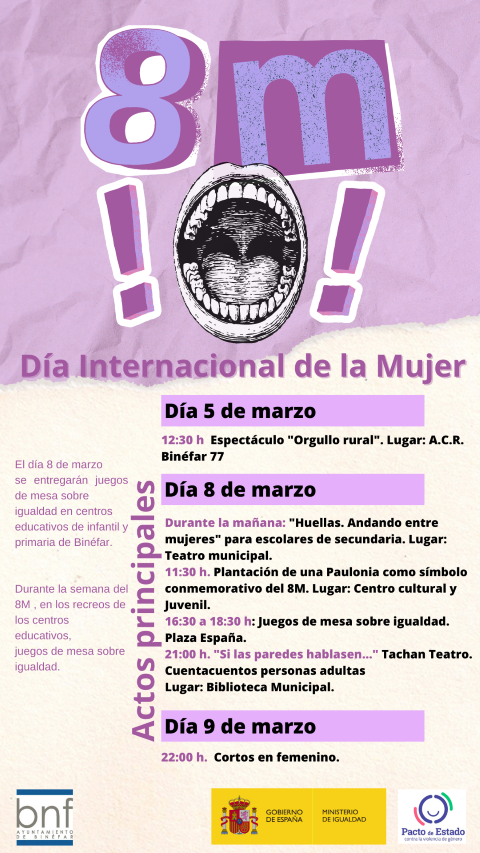 Actividades para todas las edades en la celebración del 8M en Binéfar